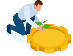 植物を育てる男性